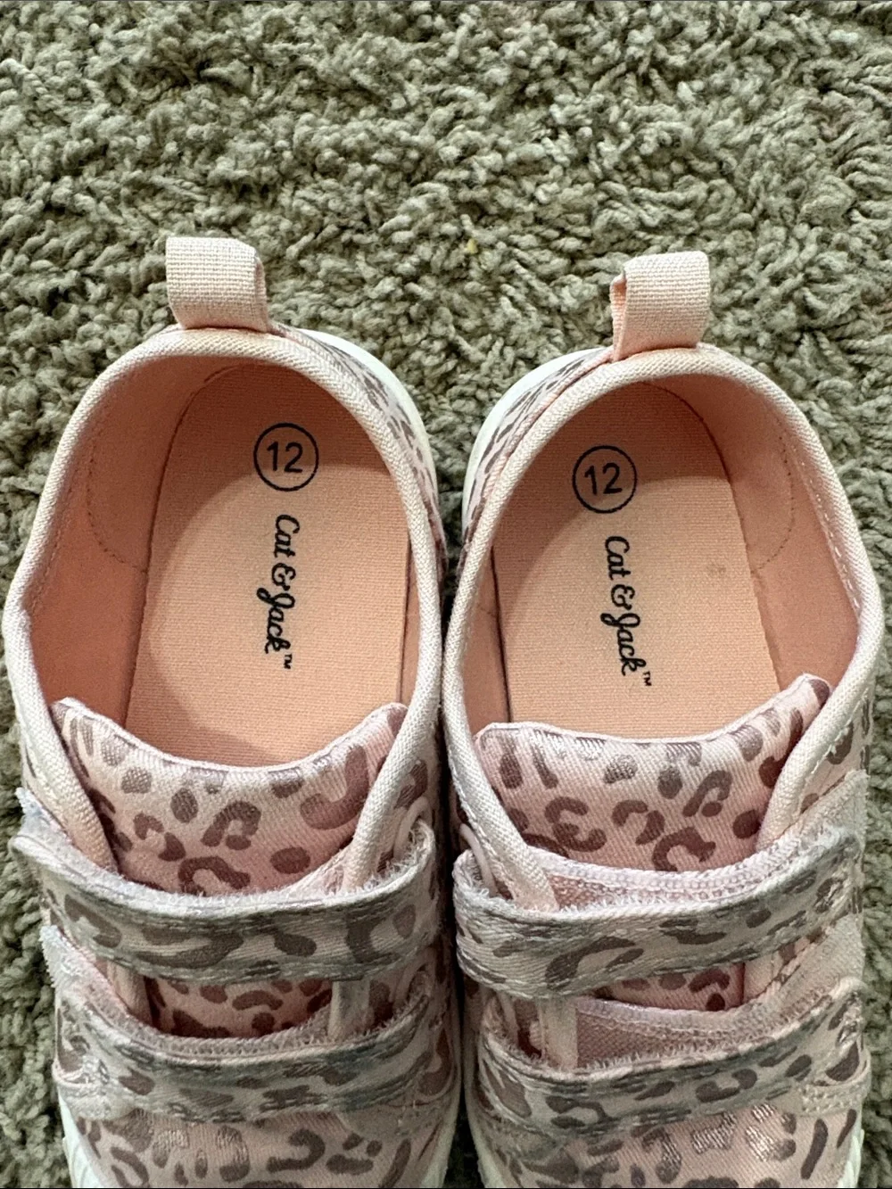 Cat & Jack Pink Leopard Print Hook-and-Loop Sneakers - Picture 2 of 5